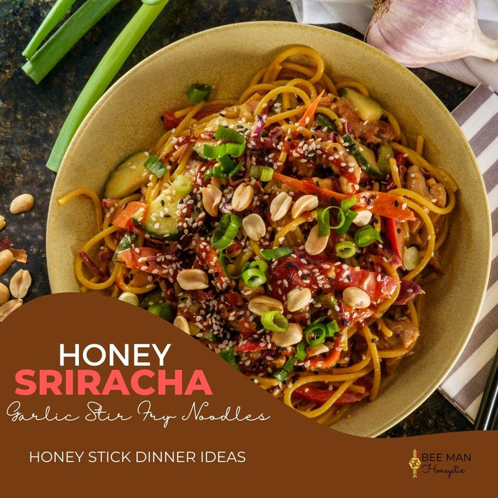 Honey Stick Dinner Ideas- Honey Sriracha Garlic Stir Fry Noodles